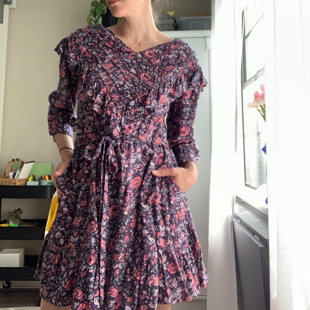 La Vie Rebecca Taylor Toile Floral Ruffle Dress